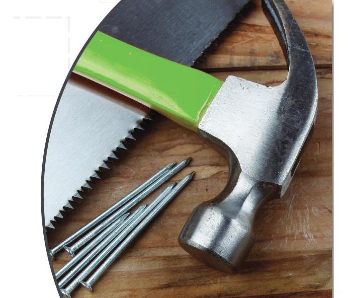 construction tools- hammer, nails